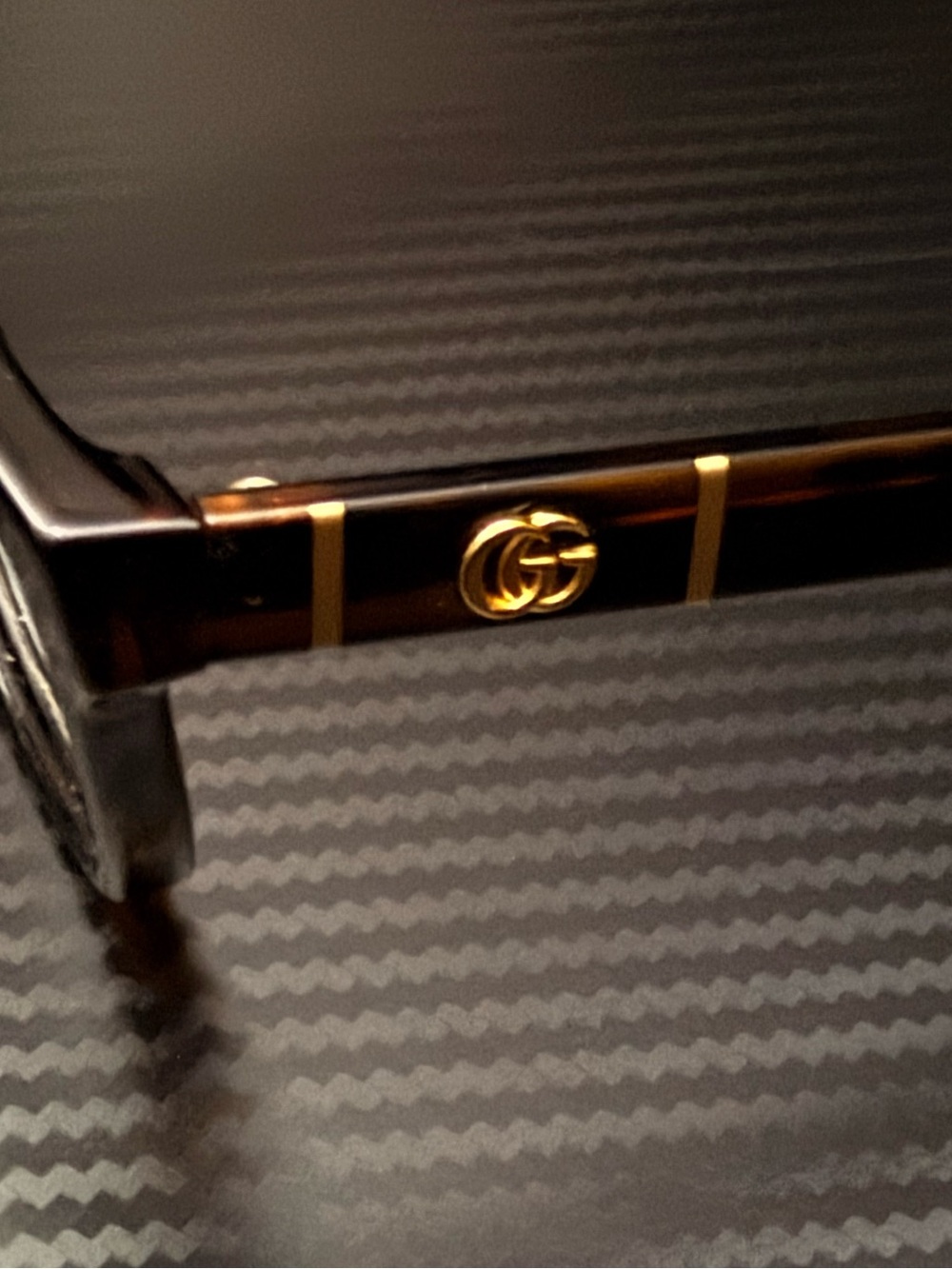 Gucci Tortoiseshell and Gold Sunglasses Temple